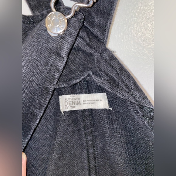Zara Black Denim Overall Mini Skirt Dress - Picture 3 of 3